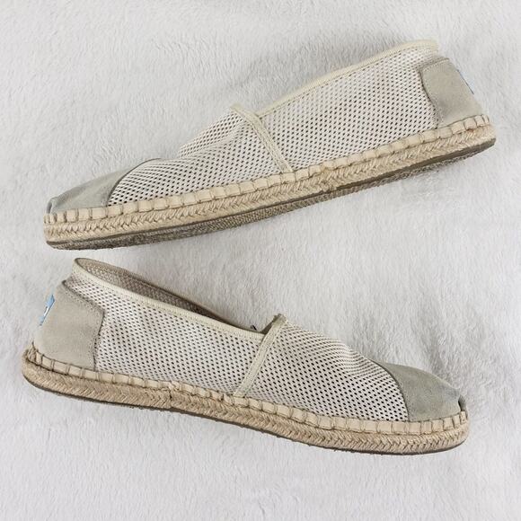 Toms Slip-On Shoes Women 12 Alpargata Espadrille Mesh Suede Comfort Cream - Picture 6 of 13